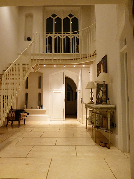  b hall entrance stair at night